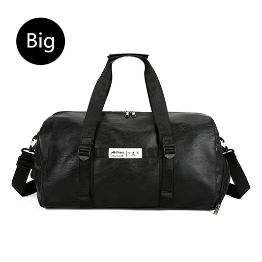 Gym Bag Leather Women Fitness Shoe Compartment Men Duffle Shoulder Bags