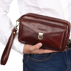Business Clutch Wallet Real Leather Wrist Money Bags First Layer