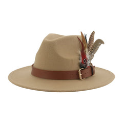 Hat Fedoras Winter Women Hats Men Felt Hat Feather Luxury Fashion Casual