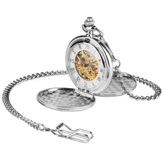 Mechanical Pocket Watch Full Luxury Gold Color Men Women Stylish Retro FOB
