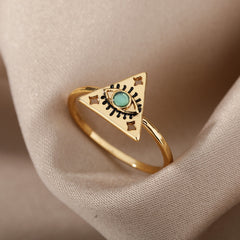 Vintage Opal Rings For Women Stainless Steel Sun Rings