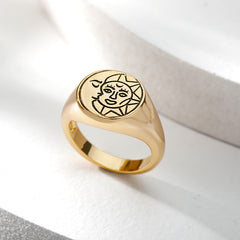 Vintage Opal Rings For Women Stainless Steel Sun Rings