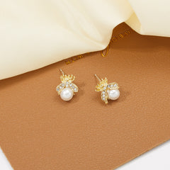 Honey Bee Pearl Earrings Fashion Temperament Versatile Small Earrings