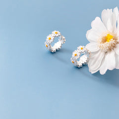 Daisy Flower Bee Stud Earrings Sunflower Butterfly Zircon