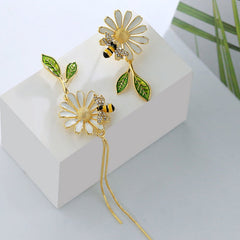 Daisy Flower Bee Stud Earrings Sunflower Butterfly Zircon