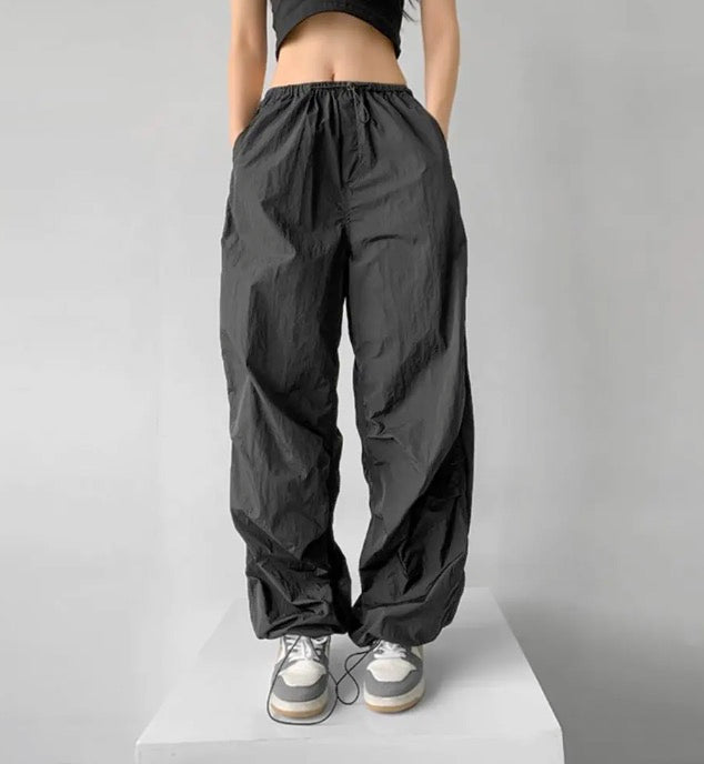 Casual Cargo Pants y2k Aesthetic Low Rise Drawstring Straight Capris