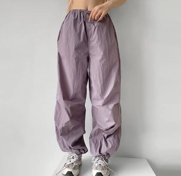 Casual Cargo Pants y2k Aesthetic Low Rise Drawstring Straight Capris