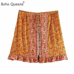 Boho  Hippie Women Floral Printed Bohemian Short Skirt