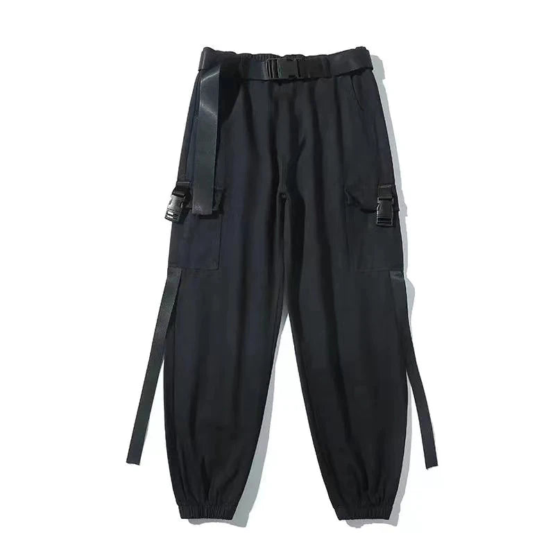 Cargo Pants Elastic Waist Loose Streetwear Fashion Ankle-length