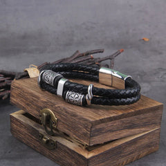 Bracelets Men Amulet Runes Bangles Adjustable Handmade