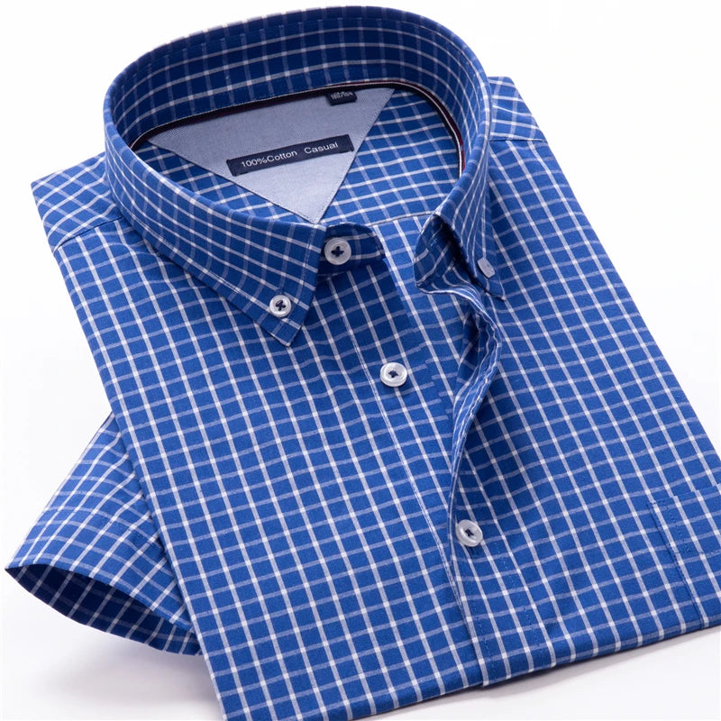 Men’s Summer Fashion Striped Short Sleeve Shirt Classic Business Casual