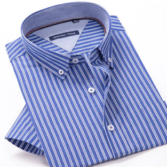 Men’s Summer Fashion Striped Short Sleeve Shirt Classic Business Casual