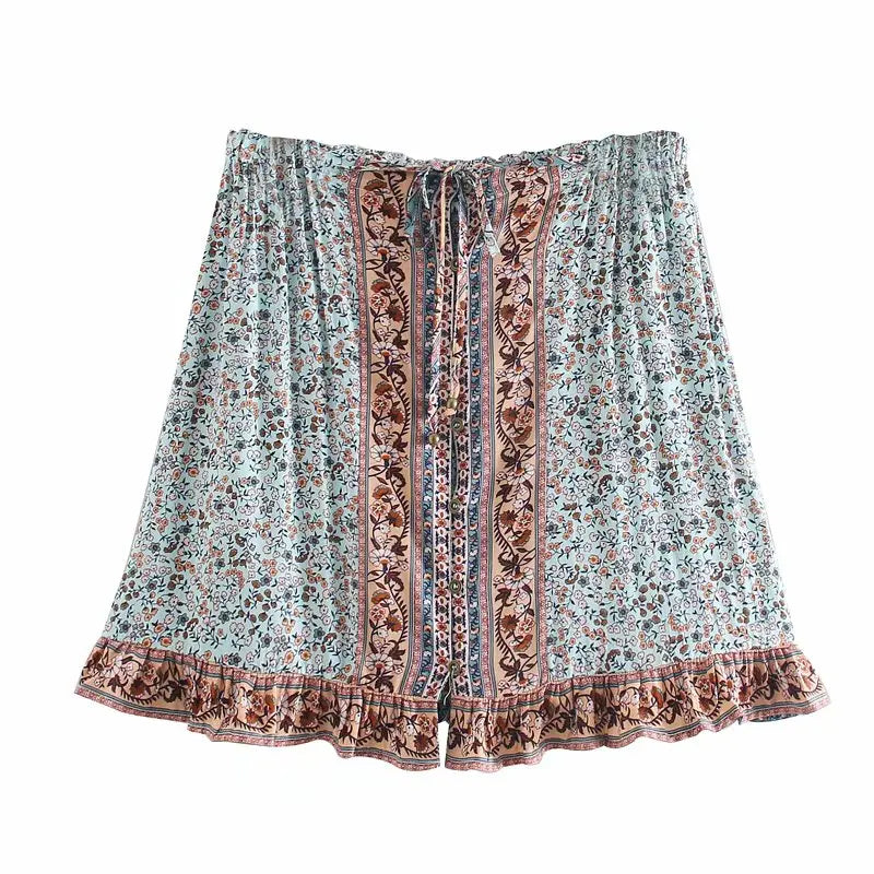 Boho  Hippie Women Floral Printed Bohemian Short Skirt