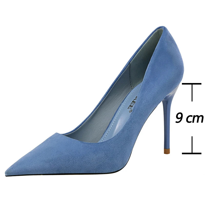 Shoes Suede Woman Pumps High Heels Office Fashion