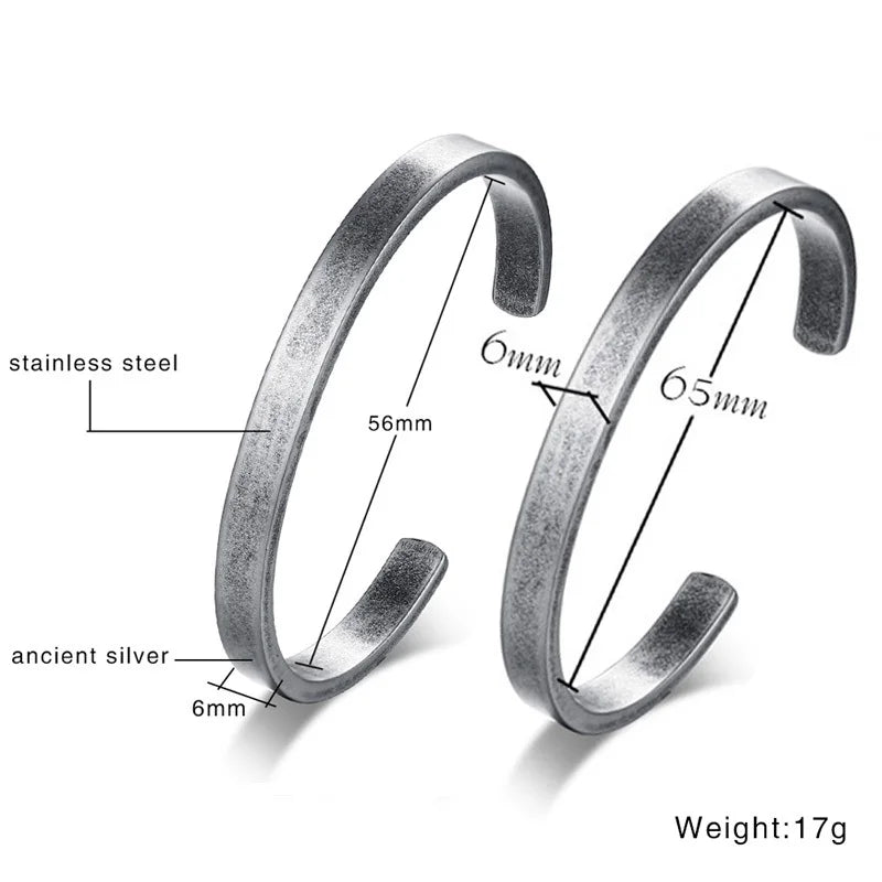 Stainless Steel Bangle for Men Vintage Simple Basic