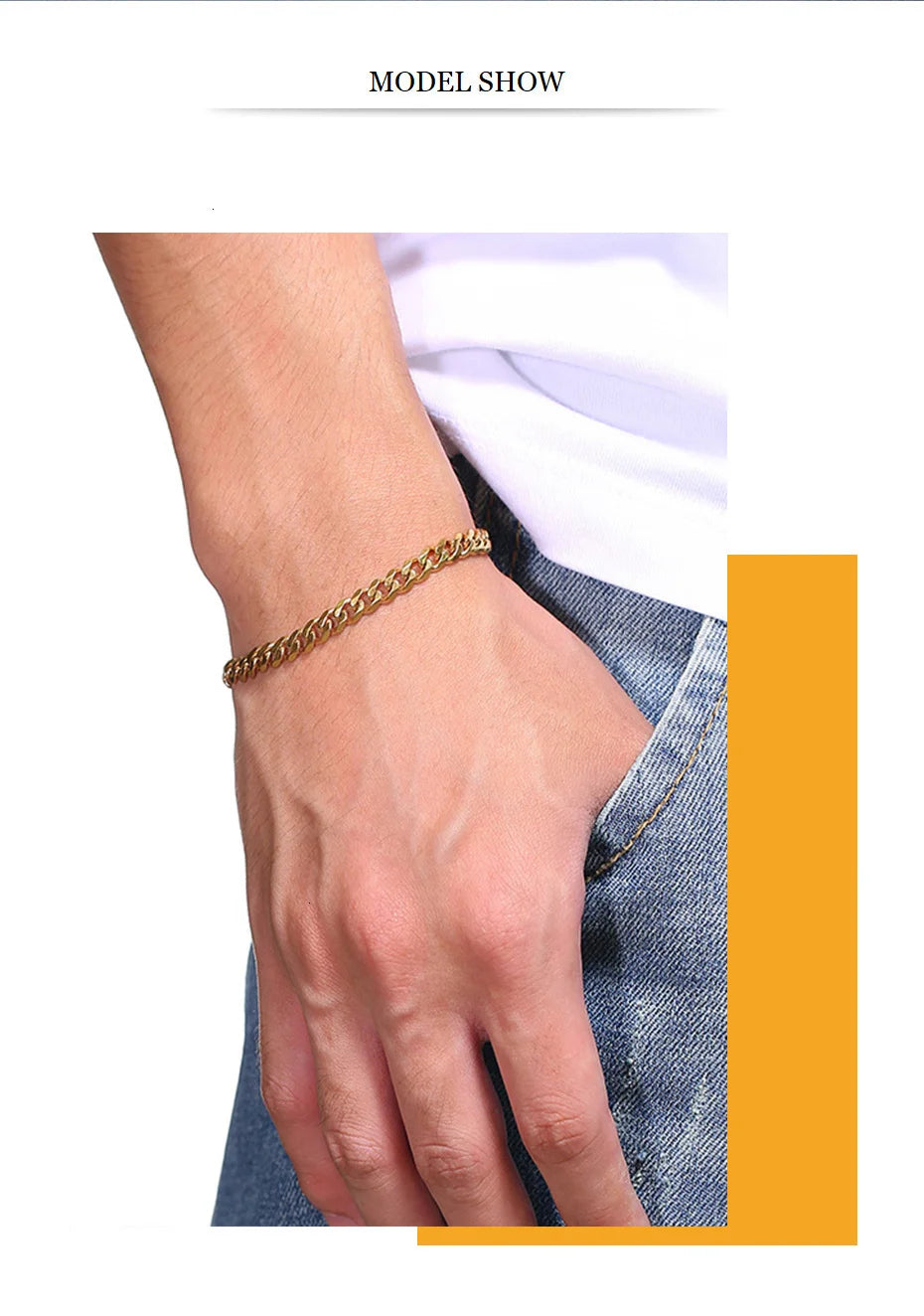 Chain Bracelet for Men Stainless Steel Cuban Link Chain