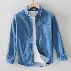 Men's Denim Shirts Autumn Thin Fashion Long Sleeve Casual Shirt