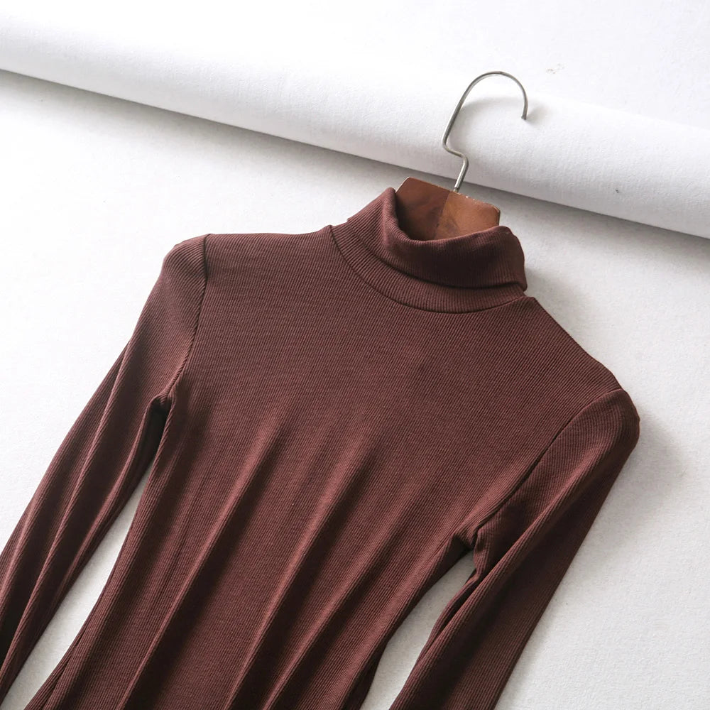 Casual High-neck Long-sleeve Knitted Bodysuit Fashion