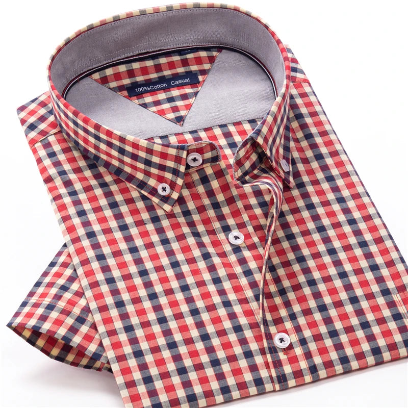 Men’s Summer Fashion Striped Short Sleeve Shirt Classic Business Casual