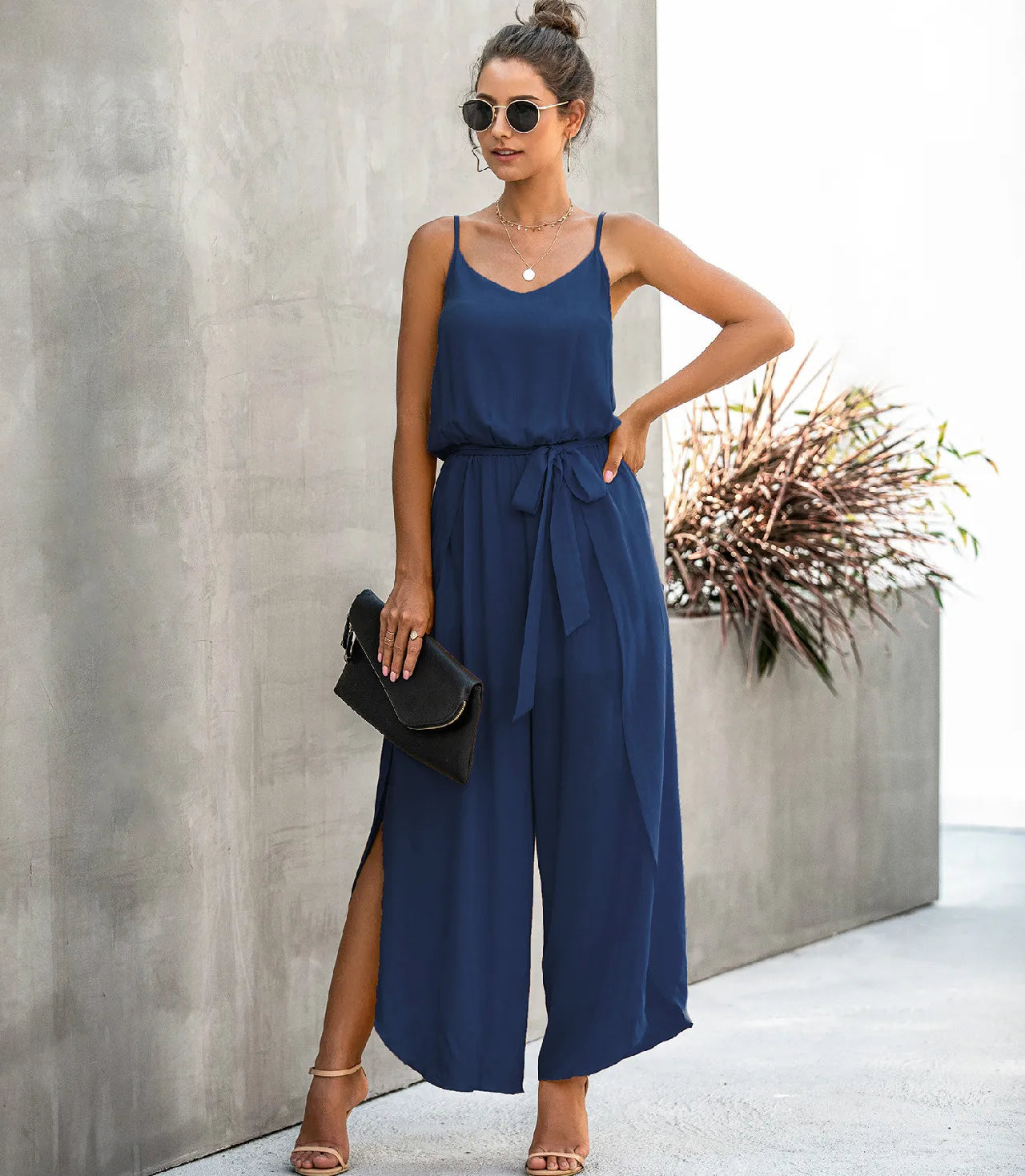 sleeveless summer strap playsuit boho Wide leg jumpsuit