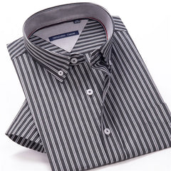 Men’s Summer Fashion Striped Short Sleeve Shirt Classic Business Casual