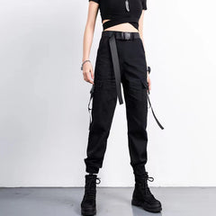 Cargo Pants Elastic Waist Loose Streetwear Fashion Ankle-length