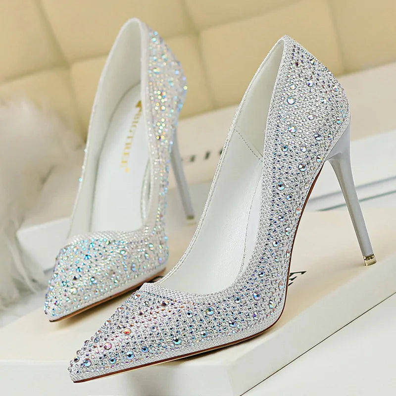 Shoes Rhinestone Woman Pumps Fashion Basic Pump Stiletto Heels