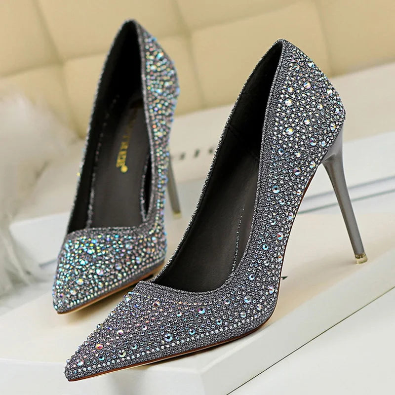 Shoes Rhinestone Woman Pumps Fashion Basic Pump Stiletto Heels