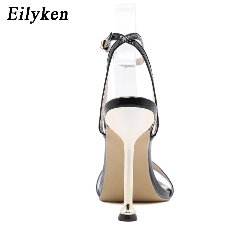 Narrow Band Ankle Buckle Strap High Heels Sandals