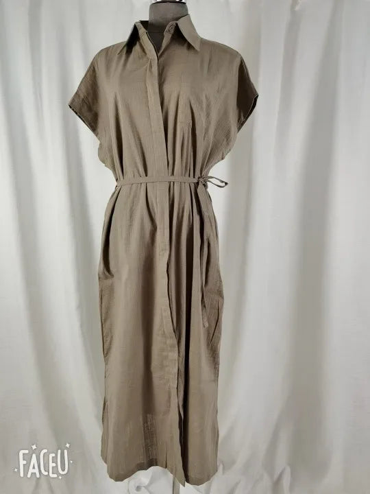 Shirt Long Vintage Maxi Party Oversize Casual Dress