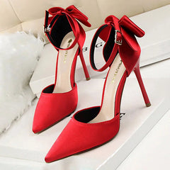 Shoes Bow Woman Pumps Silk High Heels Women