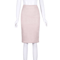 Women Skirts Suede Solid Color Pencil Skirt Vintage Split