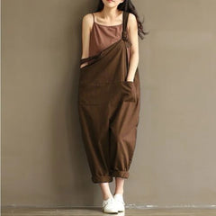 Fashion Loose Solid Jumpsuit Strap Dungaree Harem Trousers Overall Pants