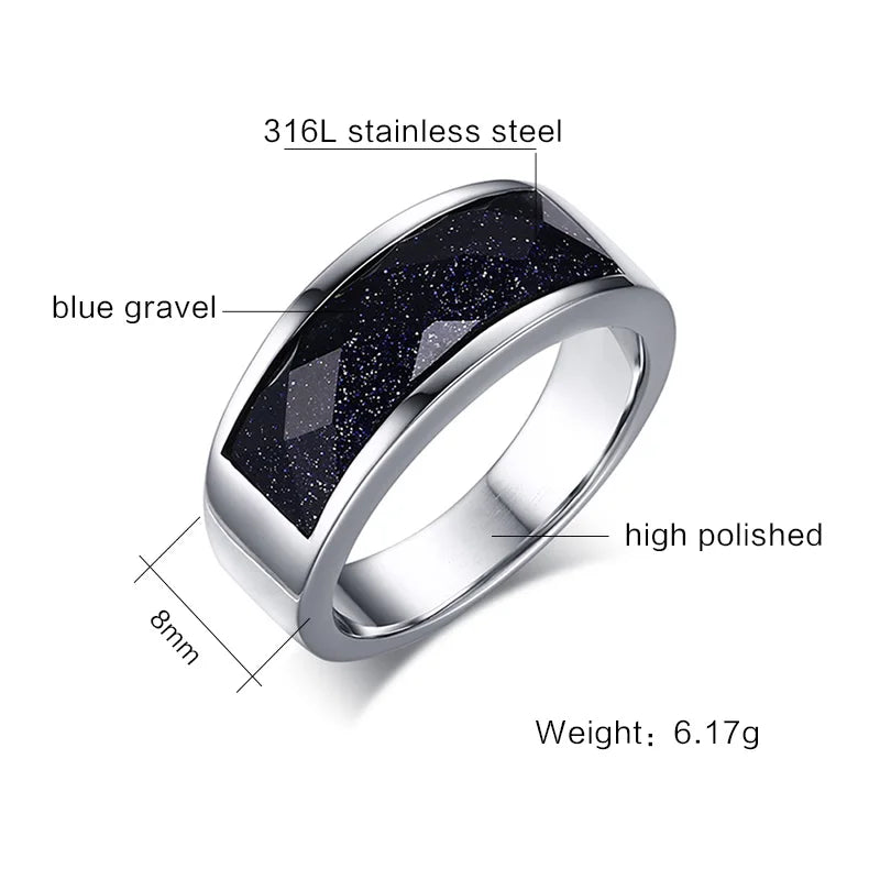 Bands Gravel Starry Sky Stone Rings