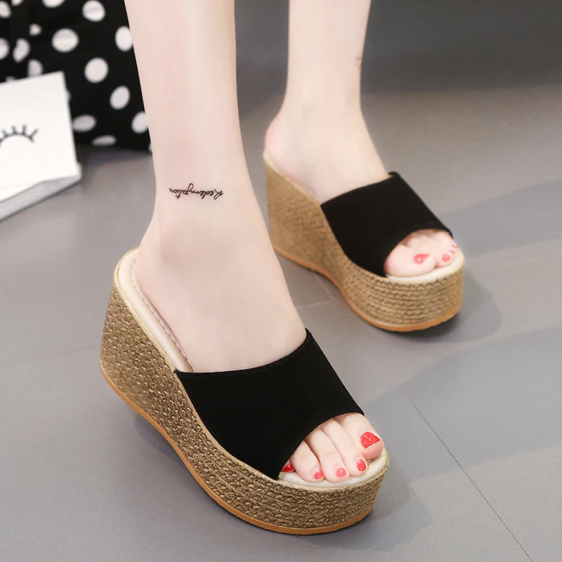 Platform Wedges Shoes Slippers Open Peep Toes Summer