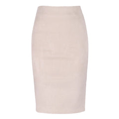 Women Skirts Suede Solid Color Pencil Skirt Vintage Split