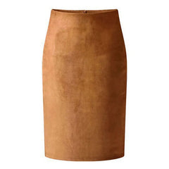 Women Skirts Suede Solid Color Pencil Skirt Vintage Split