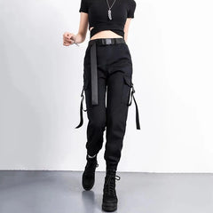 Cargo Pants Elastic Waist Loose Streetwear Fashion Ankle-length