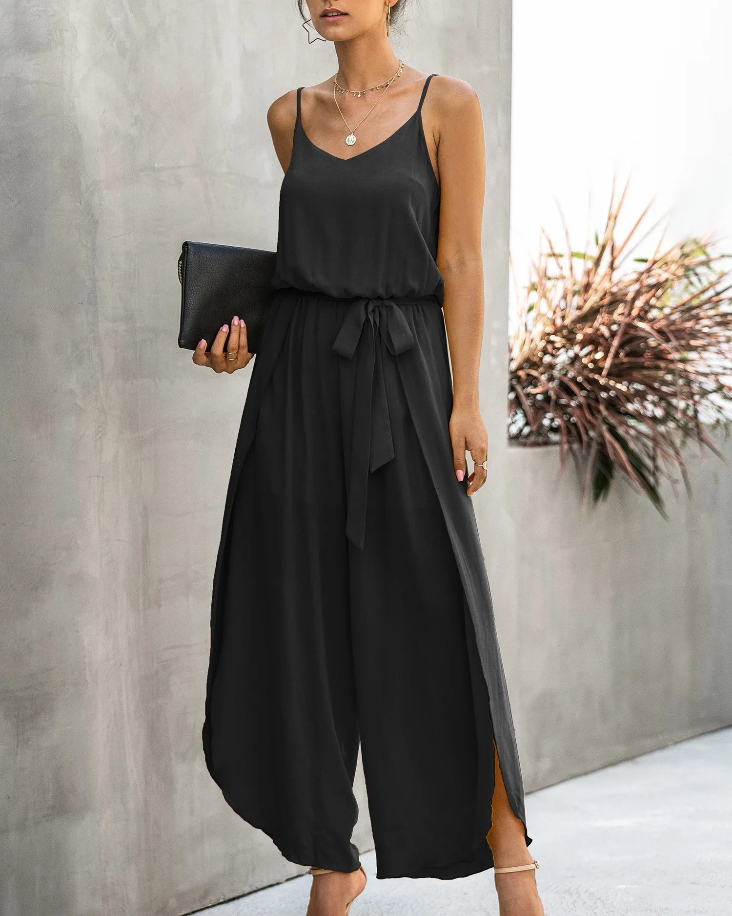 sleeveless summer strap playsuit boho Wide leg jumpsuit