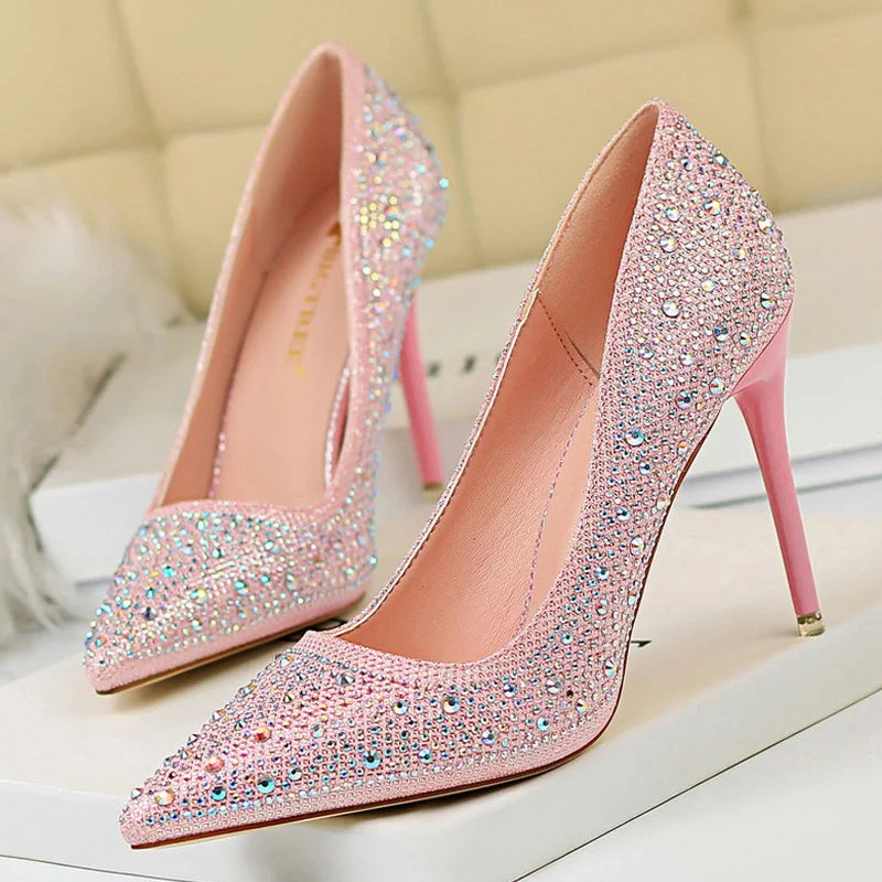 Shoes Rhinestone Woman Pumps Fashion Basic Pump Stiletto Heels