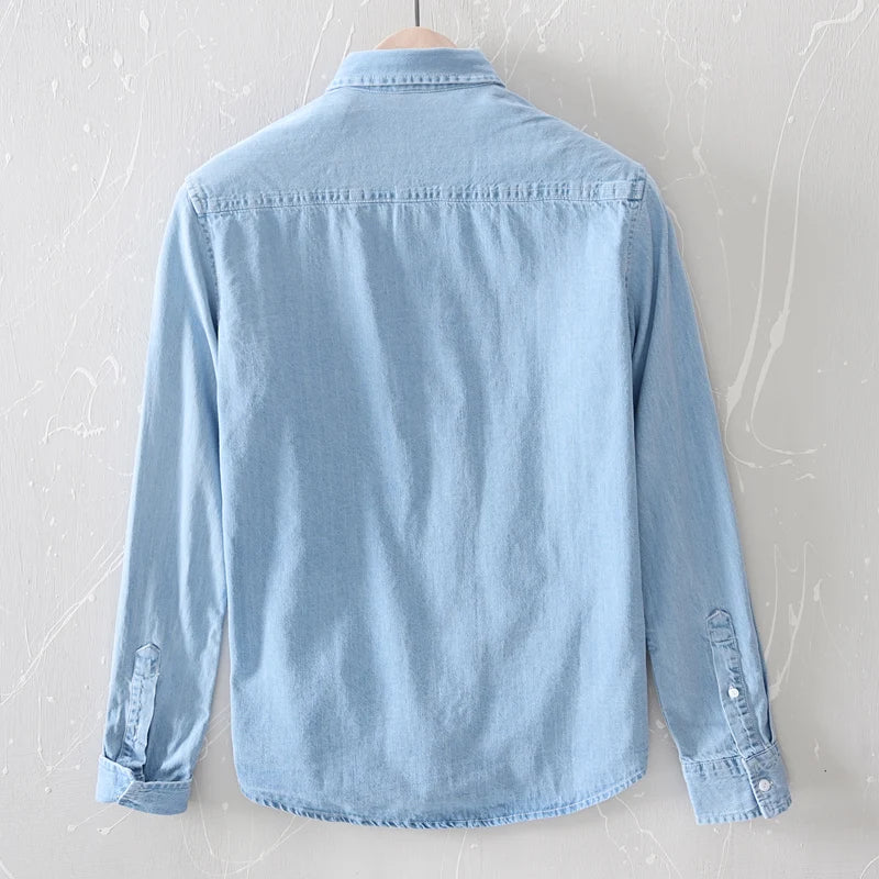 Men's Denim Shirts Autumn Thin Fashion Long Sleeve Casual Shirt