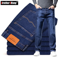 Plus Size Loose Thick Blue Jeans Men Business Casual