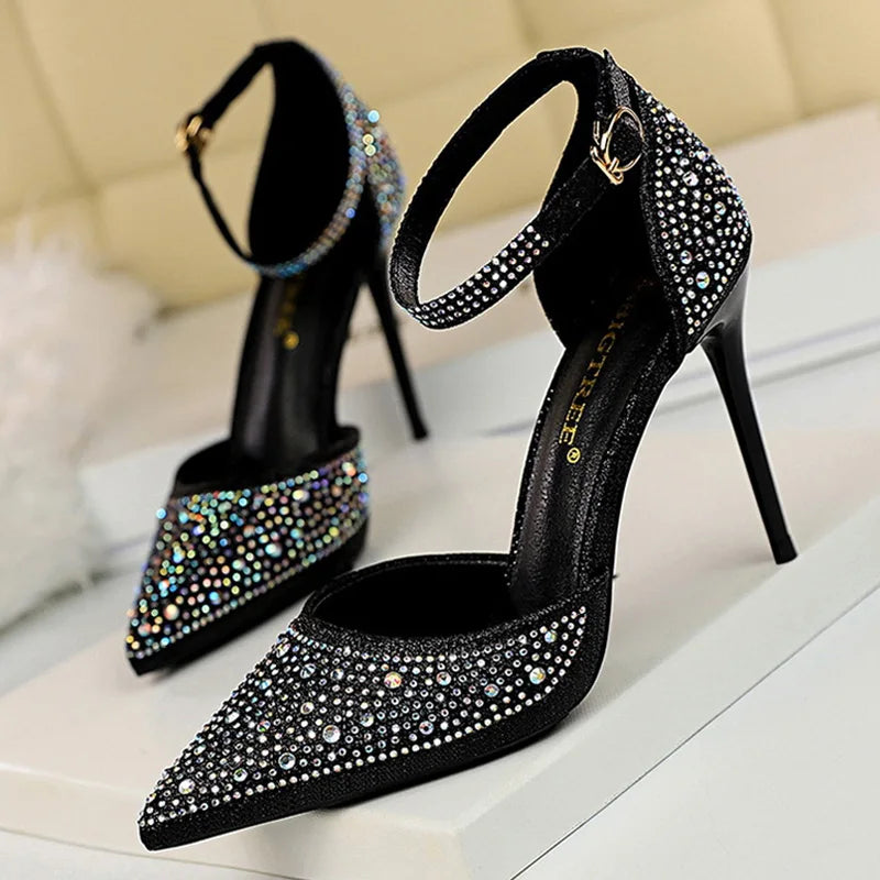 Shoes Shiny Rhinestones High Heels Ladies Shoes Women Pumps