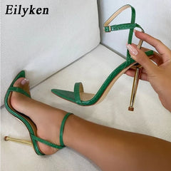 Narrow Band Ankle Buckle Strap High Heels Sandals