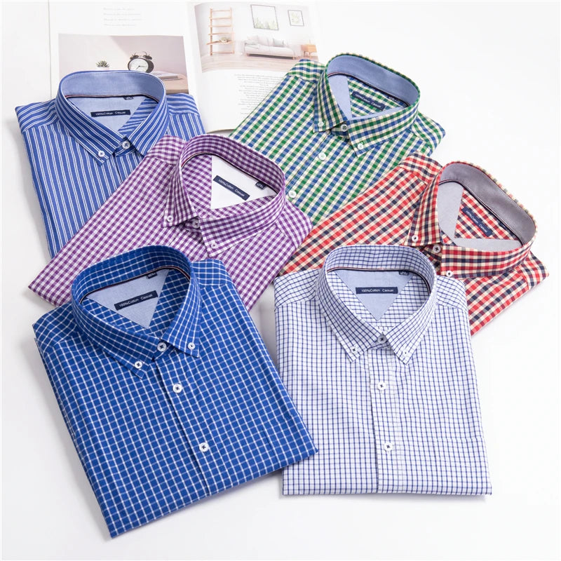 Men’s Summer Fashion Striped Short Sleeve Shirt Classic Business Casual