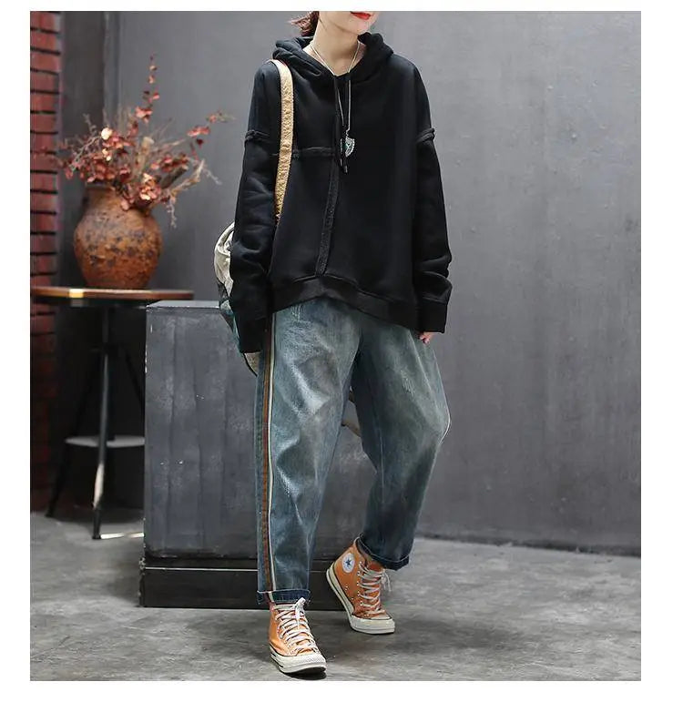 Elastic Waist Loose Jeans All-matched Casual Cotton Denim Harem Pants