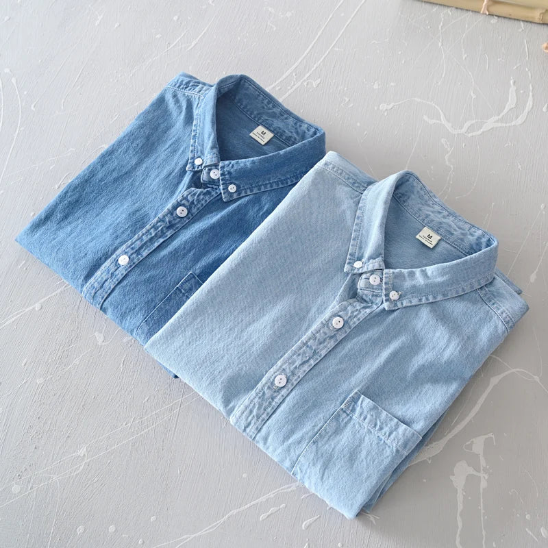 Men's Denim Shirts Autumn Thin Fashion Long Sleeve Casual Shirt