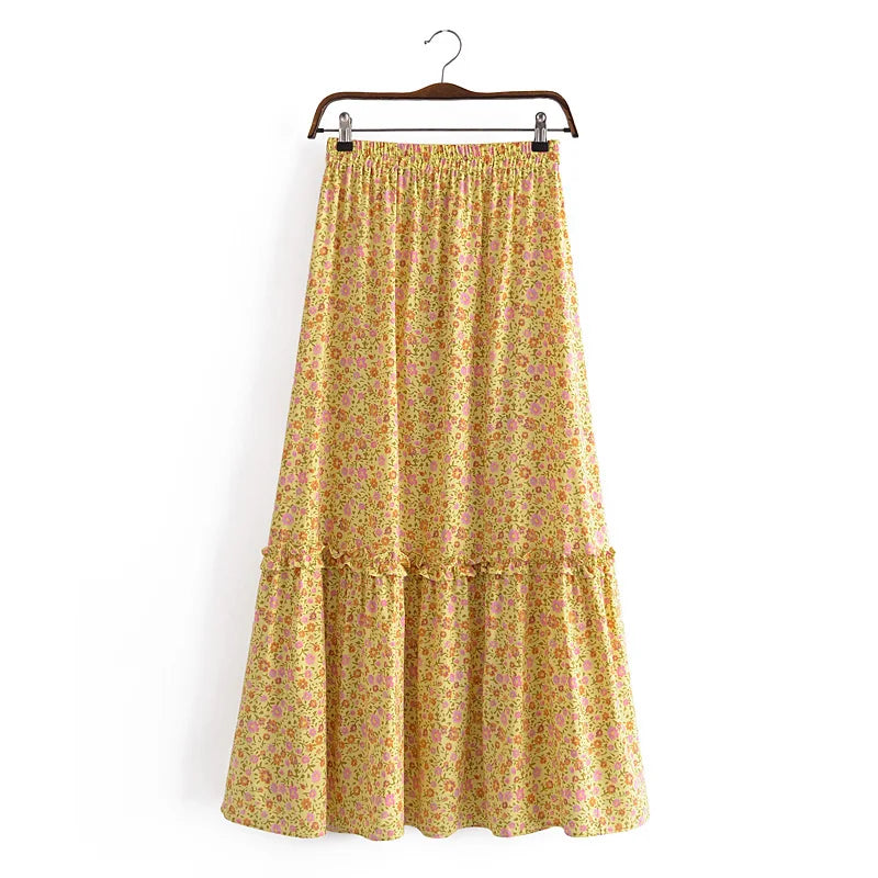 Boho Hippie Women Floral Print Bohemian Skirt