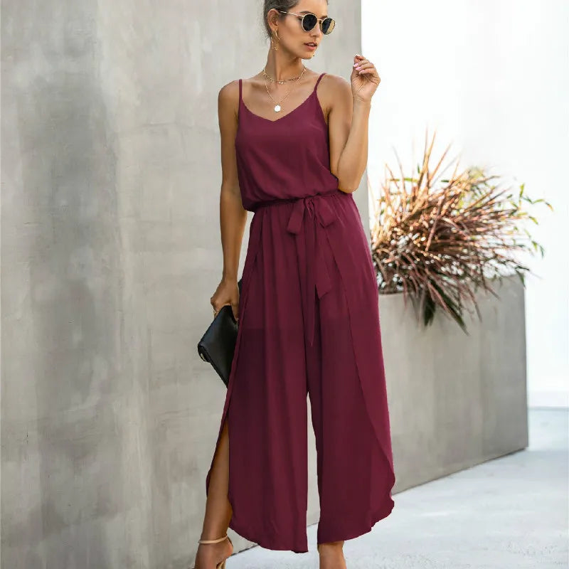 sleeveless summer strap playsuit boho Wide leg jumpsuit