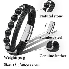 Round Bead Stone Men's Bracelet Classic Bangles Fashion Jewelry